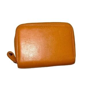 COACH Vintage Zip Around Compact  Clutch Wallet Luxury Leather British Tan